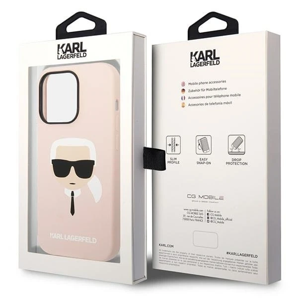 Puzdro Karl Lagerfeld KLHMP14LSLKHLP pre iPhone 14 Pro 6,1" pevné silikónové puzdro Karl`s Head Magsafe